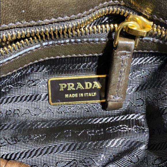PRADA Nappa Gaufre Brown Leather Ruched Tote Bag - Picture 6 of 9
